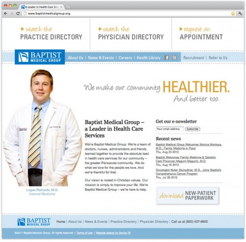 Hospital and healthcare website design