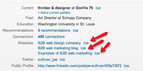 LinkedIn 3 links to your website
