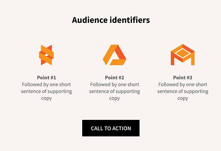 home page wire frame audience identifiers