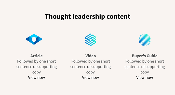 home page wire frame thought leadership content